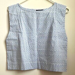 Blue and White Women's Top